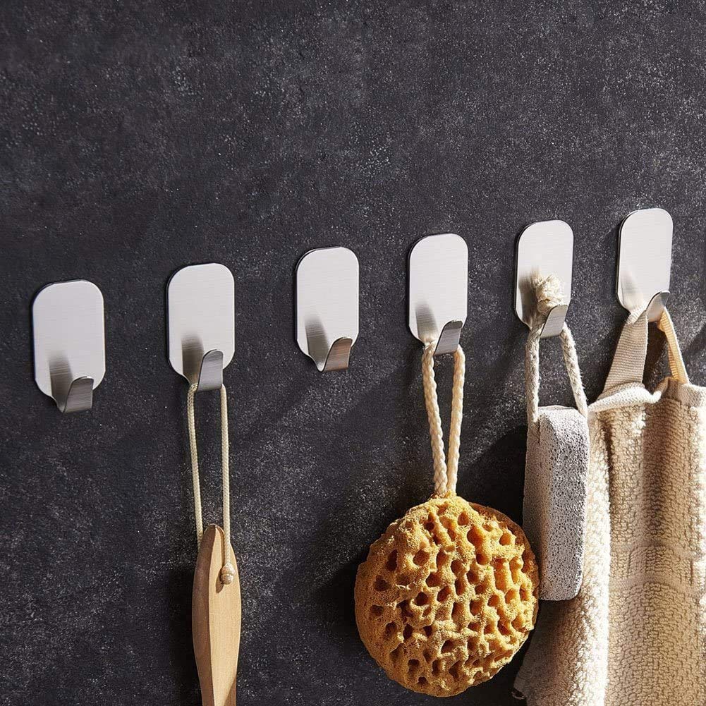 HASTHIP 8 Pack Stainless Steel Adhesive Wall Hanger Self Adhesive Hooks Waterproof Heavy Duty Sticky Wall Hooks for Hanging Bathroom Kitchen Robe Coat Towel Kitchen Utensils (Narrow Hook) HASTHIP 8 Pack Stainless Steel Adhesive Wall Hanger Self Adhesive Hooks Waterproof Heavy Duty Sticky Wall Hooks for Hanging Bathroom Kitchen Robe Coat Towel Kitchen Utensils (Narrow Hook)